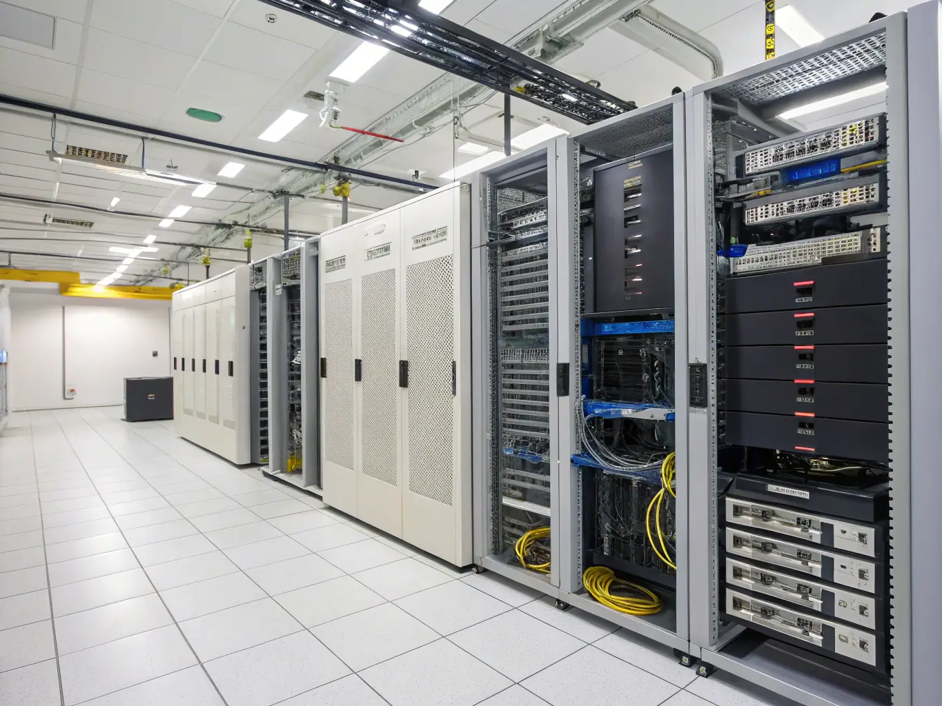 A server room with 10Web's automated hosting infrastructure, emphasizing reliability and performance.